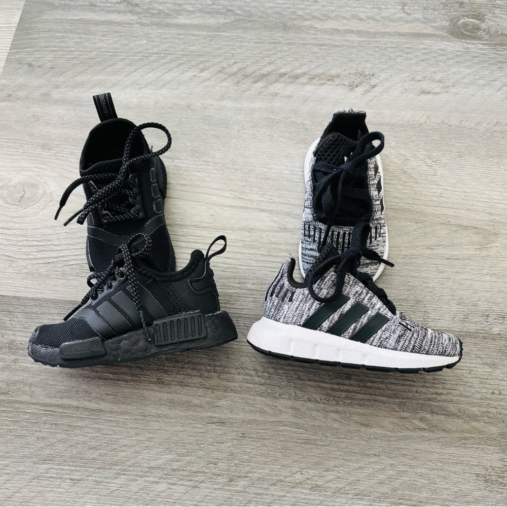 adidas Toddler Kids Mixed Pair Athletic Sneakers in Black and Gray Size 4 Set